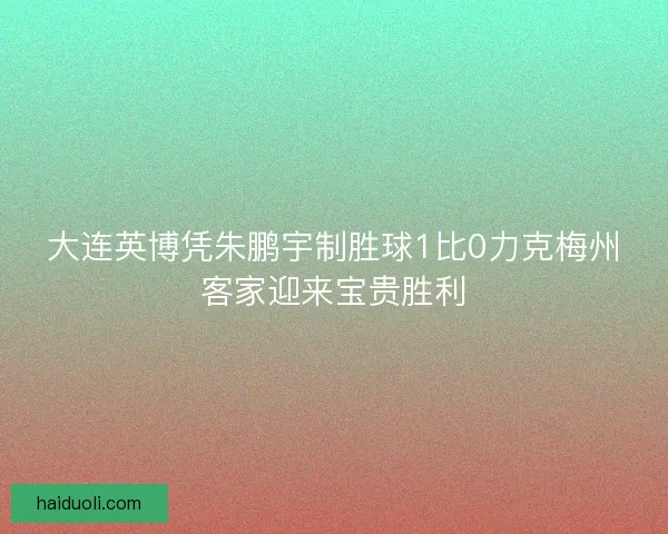 大连英博凭朱鹏宇制胜球1比0力克梅州客家迎来宝贵胜利